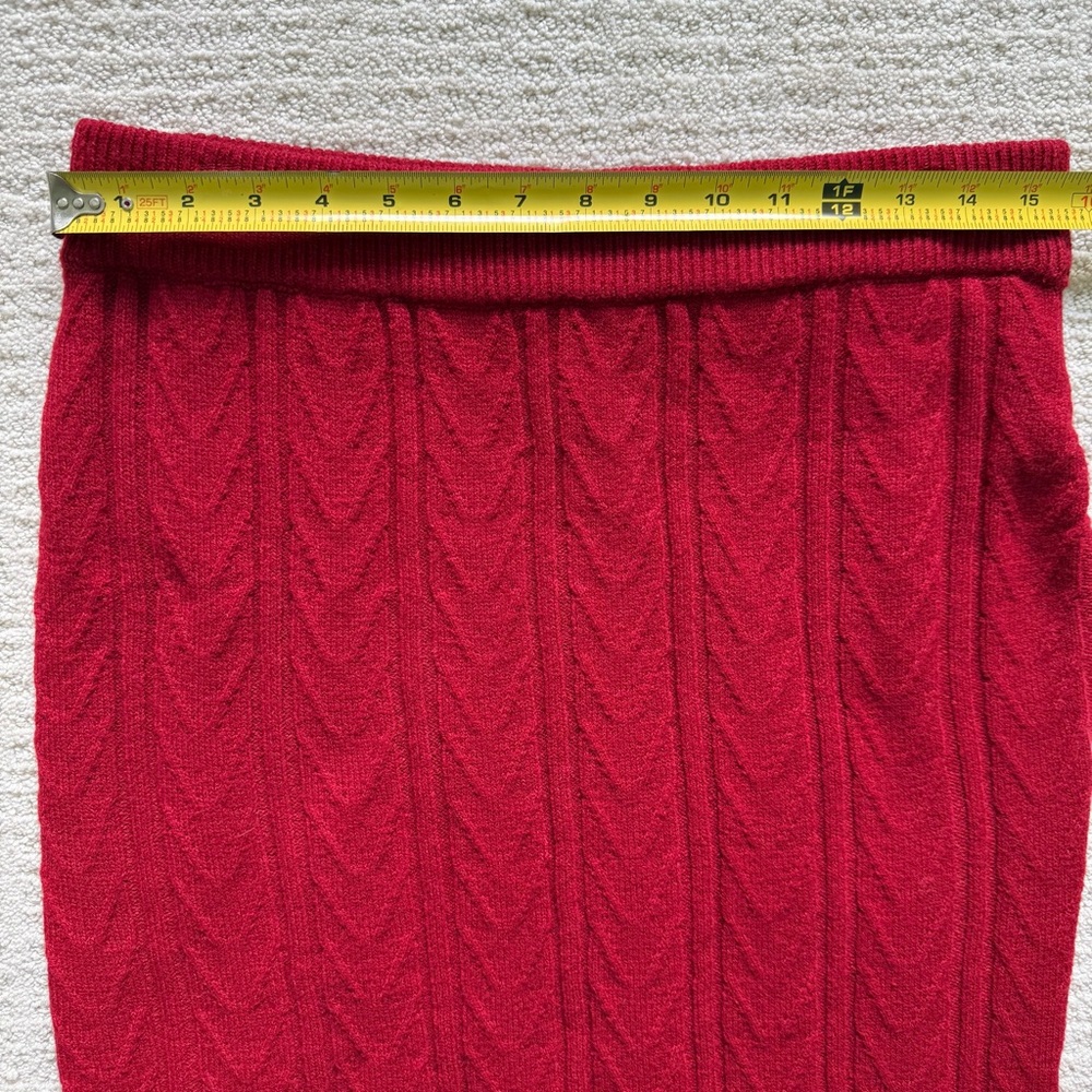 ANNE KLEIN | Red Chevron-Stitch Knit Pencil Skirt Sz M - Picture 3 of 3